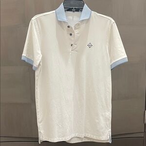 Greyson White Polo Shirt with Blue Trim